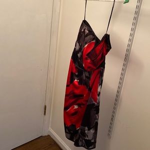 Strapless dress color red / grey / black